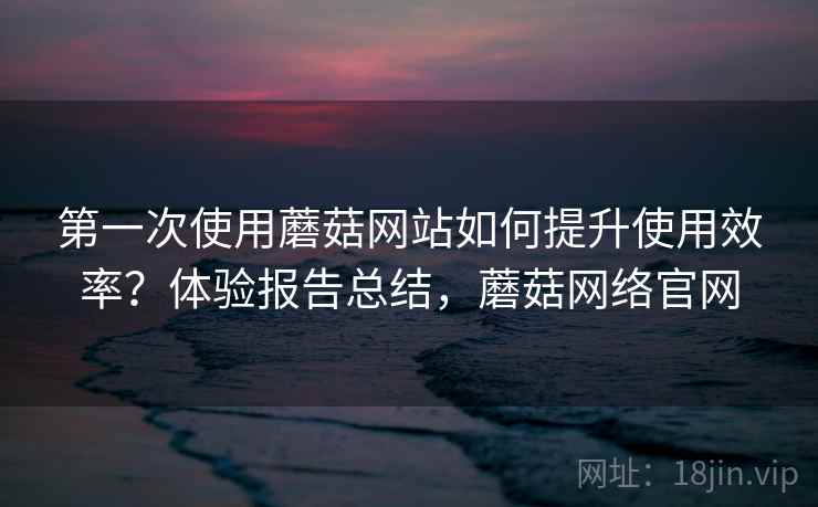 第一次使用蘑菇网站如何提升使用效率？体验报告总结，蘑菇网络官网