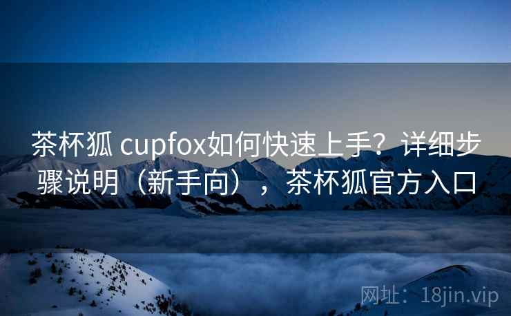 茶杯狐 cupfox如何快速上手？详细步骤说明（新手向），茶杯狐官方入口