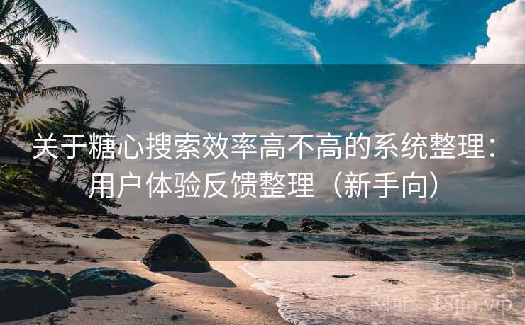 关于糖心搜索效率高不高的系统整理：用户体验反馈整理（新手向）