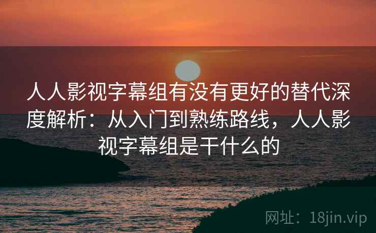 人人影视字幕组有没有更好的替代深度解析：从入门到熟练路线，人人影视字幕组是干什么的